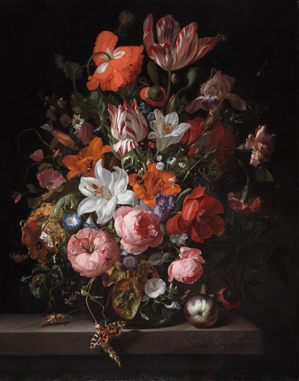 Flowers in a Glass Vase by Rachel Ruysch